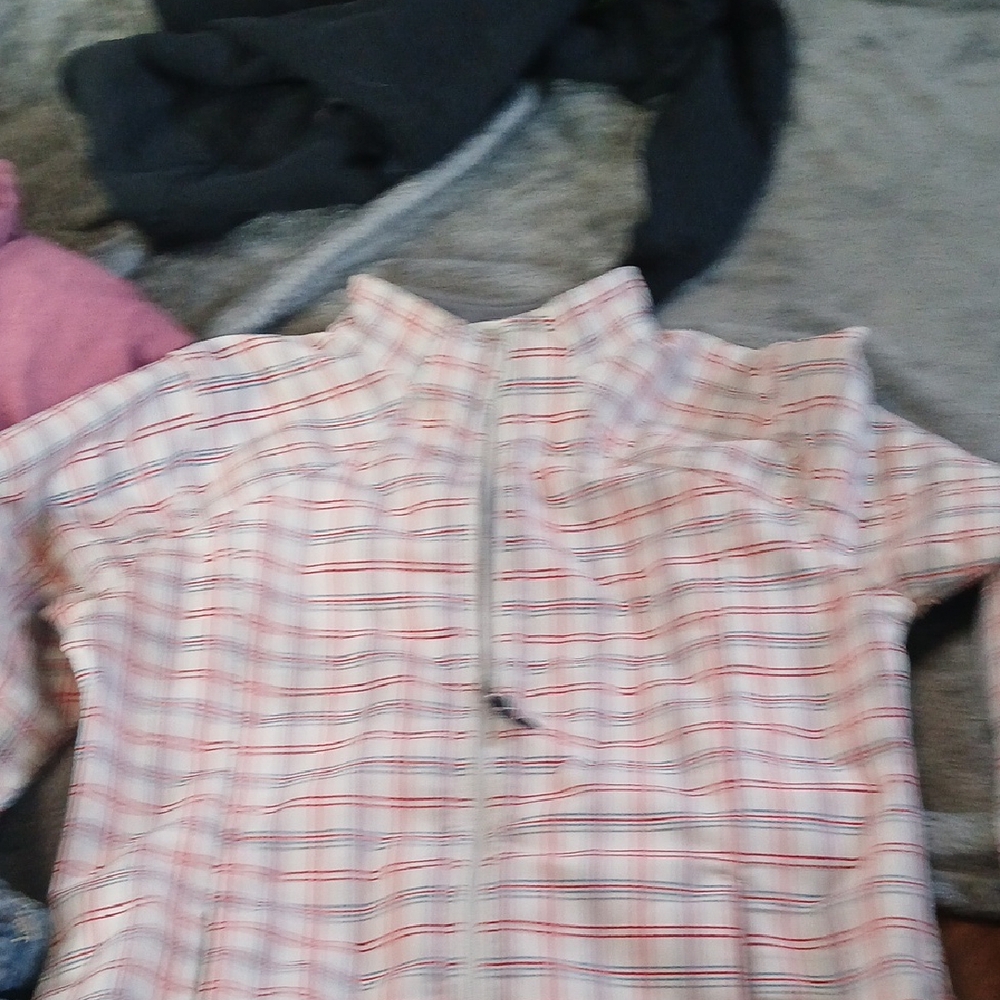 Red and White Plaid Zip-Up Jacket